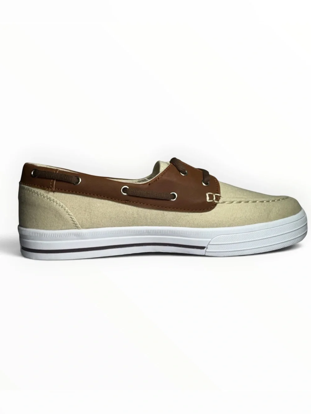 Men’s 12 Casual Boat Shoes Sneakers Cream Canvas Brown Trim NWOT U.S. Polo Assn.